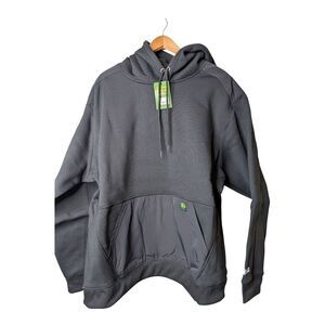 John Deere Black Reinforced Fleece Pullover Hooded Sweatshirt Black 2XL NWT